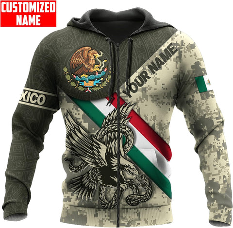 Personalized Mexico Eagle Camoflauge, Mexico Hoodie, Custom Name Mexico Hoodies for Men Unisex Hoodie, T Shirt, Zip Up Hoodie, Sweatshirt for Men AD1056