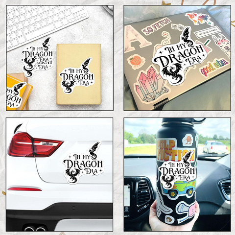 In My Dragon Era Sticker, Book Lover gift, Waterproof Vinyl Stickers for Laptop Kindle Car Tumbler Mug Phone Notebook