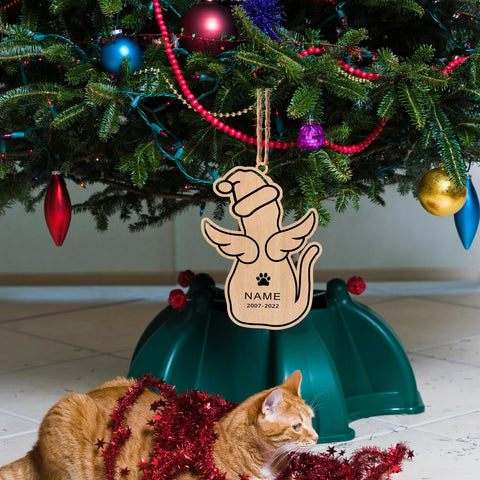 MAPrints Personalized Cat Ornaments For Christmas Tree, Custom Cat Christmas Printed Wood Ornament 2024, Gift For Christmas Cat Lover Cat Memorial Ornament Cat Hanging Ornament Cat On The Moon (CAT 3)