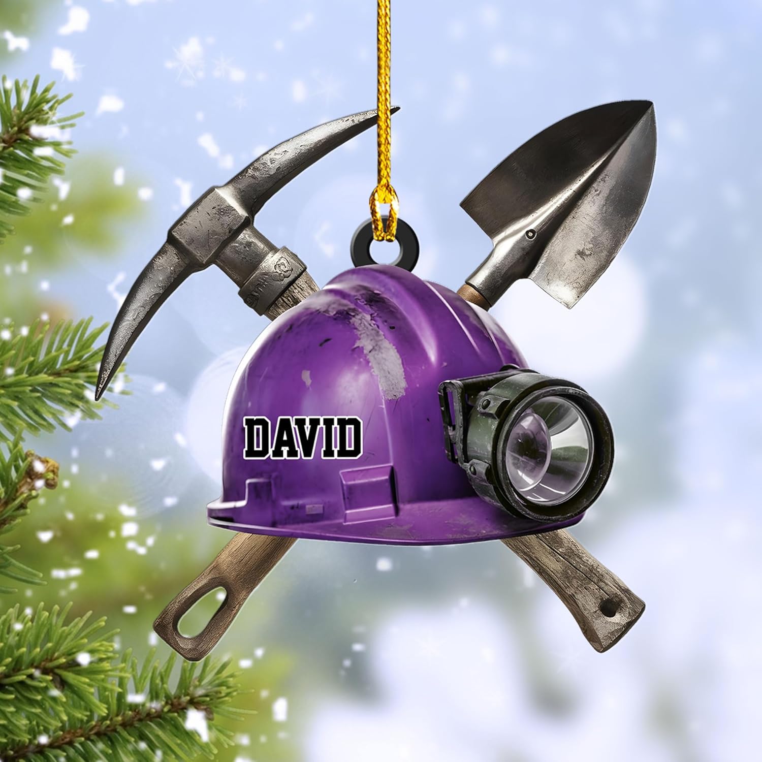 Personalized Coal Miner Ornament Flat Two Sided Hanging Printed Custom Name Plastic\/Wood Ornaments, Christmas Ornament Christmas Ornaments Coal Miner Customized Xmas Gifts for Coworker Men (CMN4)