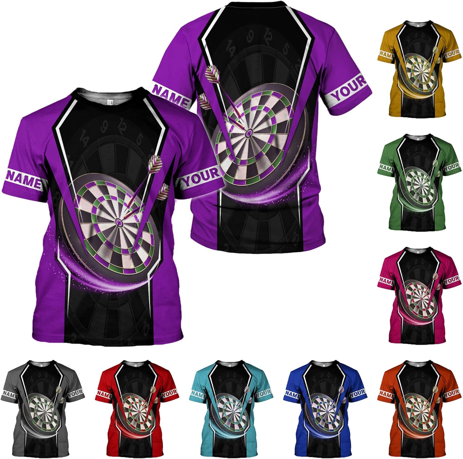 HomeDesign Personalized Dart Shirts, Darts Shirts for Men, Dart Jerseys for Teams, Dartboard Players Shirt Darts Board Gift