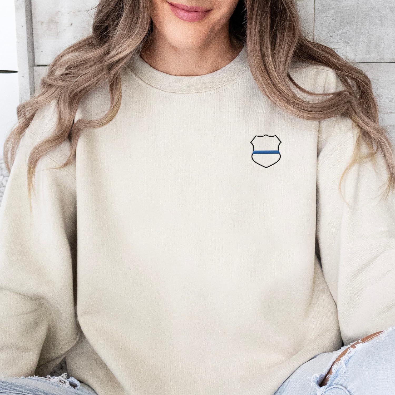 Police Personalized Embroidered Sweatshirt, Thin Blue Line Flag Embroidered Hoodie For Police Gift Love Police Officer Shirt