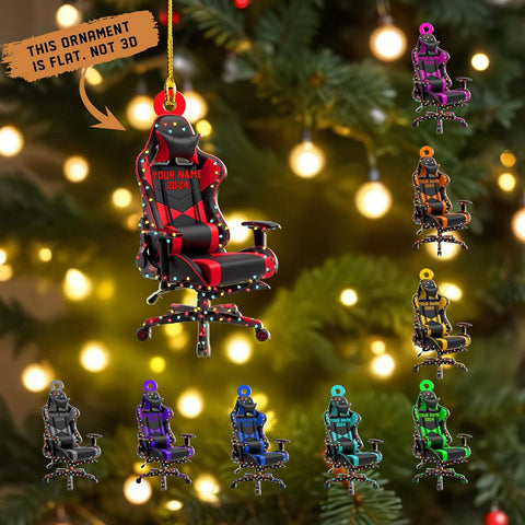 Ligthuy Personalized Gaming Ornaments for Christmas Tree, Computer Gaming Christmas Ornaments, Chair Gaming Chrismas Ornament for Gamer, Game Lover, Chair Gaming Xmas Decor (GM10)