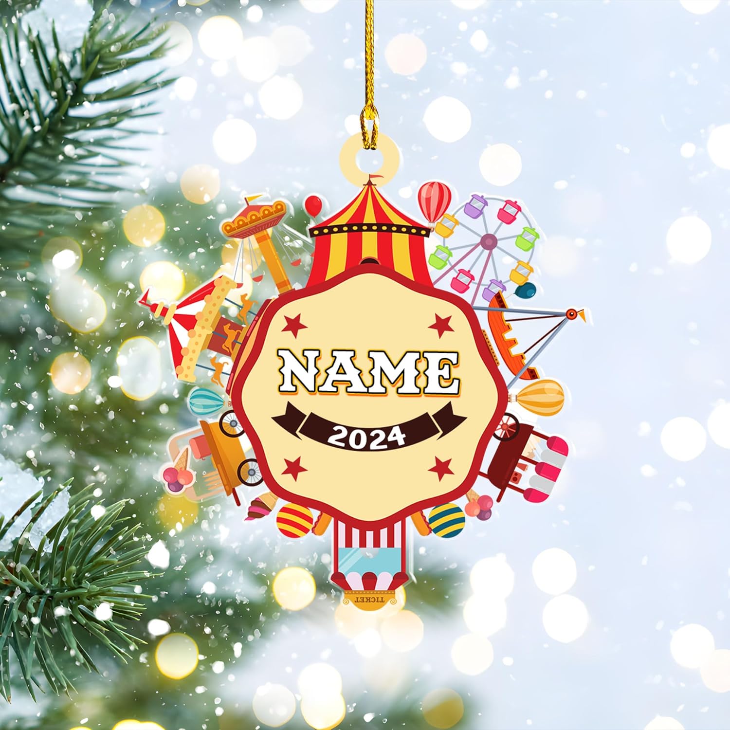 Intenprints Personalized Circus Ornament, Carnival Circus Gift for Boys Girls Welcome to The Carnival, Clown Performers Carnival Party Decoration (Acrylic, Style 12)