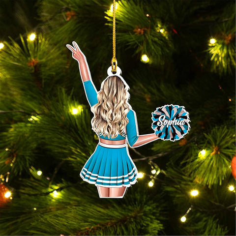 RoyalBro Personalized Cheerleader Christmas Ornament 2023, Cheer Girl Dancer with Pompom, Cheerleading Lovers Ornaments Cheerleading Ornament Gift Cheer Cheerleader Ornaments Xmas (C16)