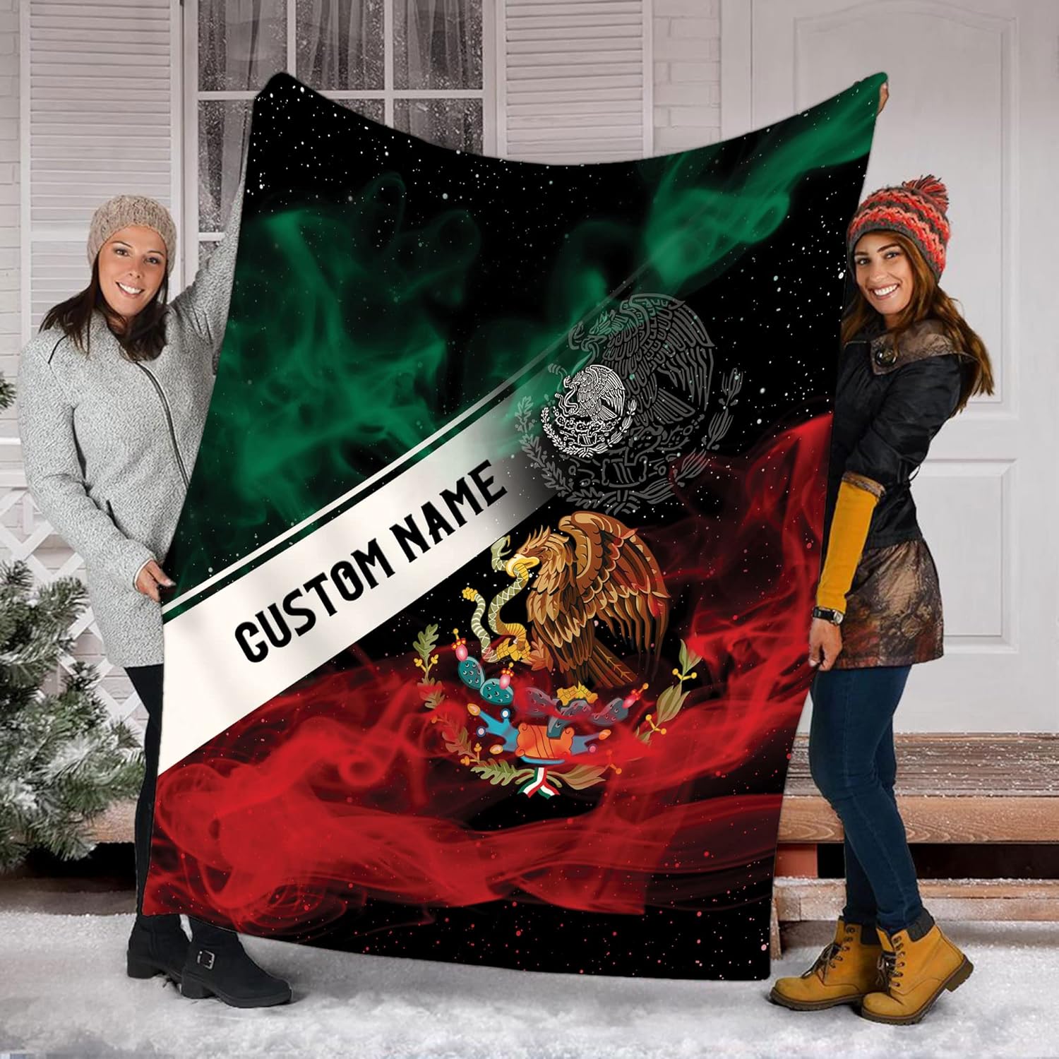 Personalized Name Mexico Blanket for Men and Women, Customized Mexico Blankets, Mexico Flag Mexican Flag Blanket Funny Gift Fuzzy Plush Soft Micro Fleece Sherpa Blanket Bed Throw (BLMX03)