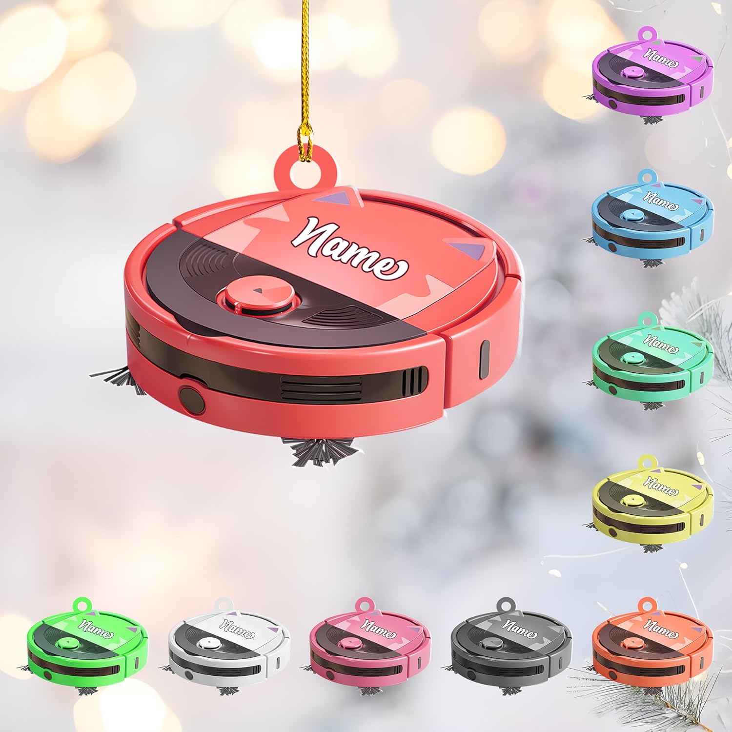 Customized Vacuum Cleaner Christmas Ornament, Cleaning Tools Ornament for Christmas Tree, Gift for Housewife Housekeeper, Holiday Xmas Tree Hanging Decor for Mom Woman Wife (Acrylic, Style 5)