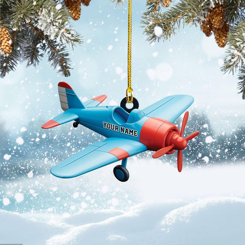 Customized Airplane Ornament, Personalized Name & Text Pilot Ornament Christmas 2024, Airplane Pilot Ornament, Airplane Ornament Hanging Christmas Tree, Pilot Captain Ornament (Acrylic, Style 9)