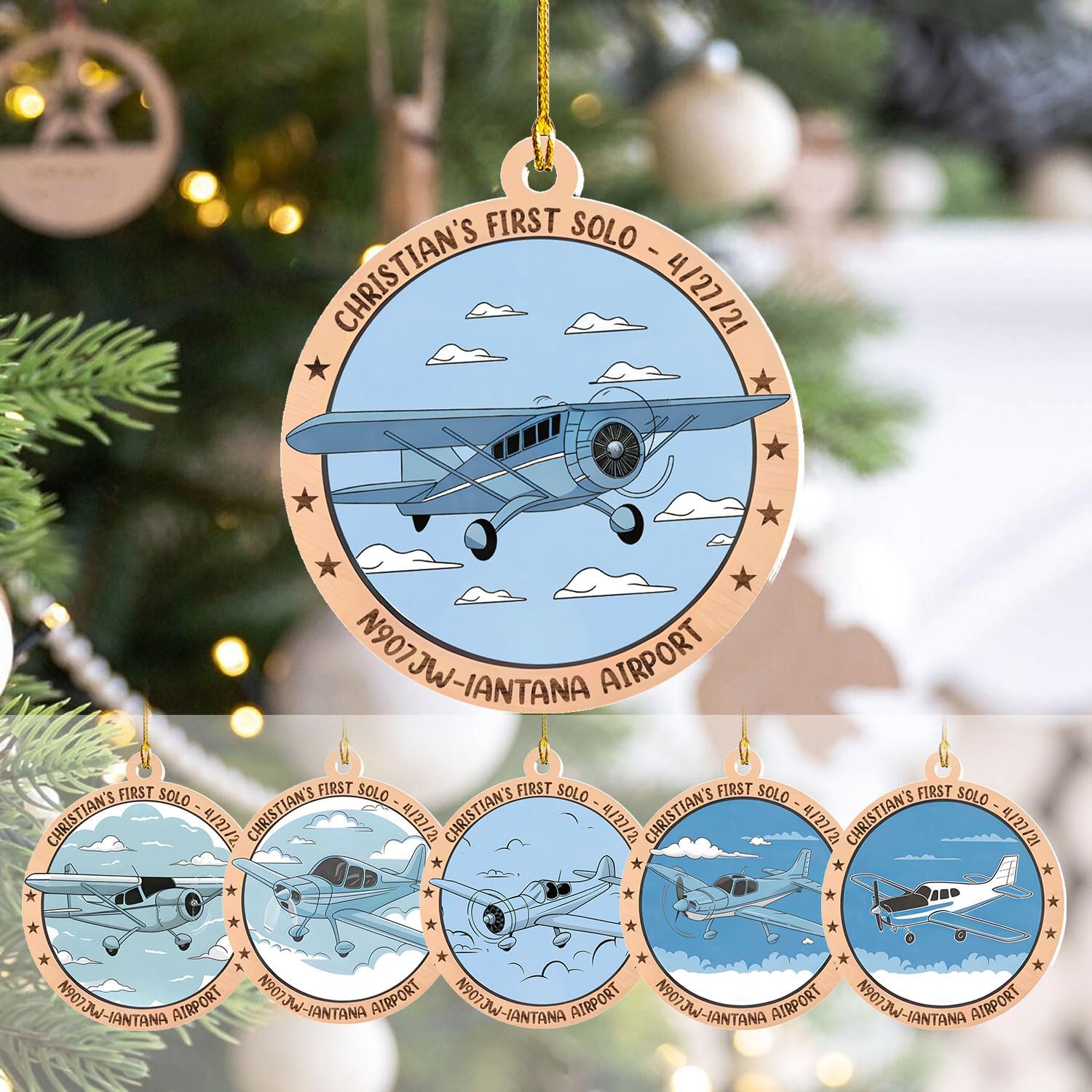 Podagree Personalized Airplane Ornaments for Christmas Tree - Airplane Christmas Ornament 2023, Pilot Airplane Captain Christmas Tree 2023, Pilot Ornament Xmas Gifts Christmas Pilot Flight (APL2)