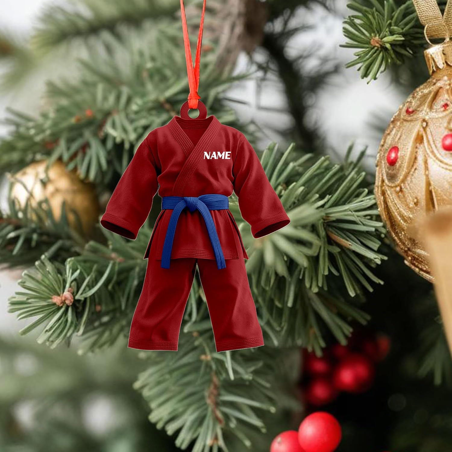 Artparel Personalized Karate Ornament Karate Uniform Ornaments Gifts for Karate Lovers Karate Gift Christmas Ornament 2024 Taekwondo Ornament Jiu Jitsu Ornament Gift for Karate (KRT18)