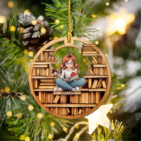 MAPrints Personalized Book Lovers Heart Ornament, Reading Book Xmas Printed Wood Ornament 2024, Bookshelf Ornament Gift for Her Librarian 2D Flat Printed Wood Book Lovers Ornament (Book 8)