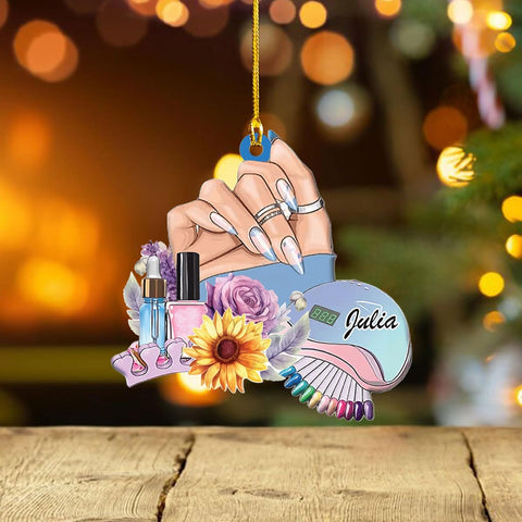 Personalized Nail Ornament,Nail Technician Ornament, Nail Technician, Gift for Her, Makeup Ornaments Makeup Christmas Ornament, Nail tech Gifts, Nail Technician Gifts (Style 7)