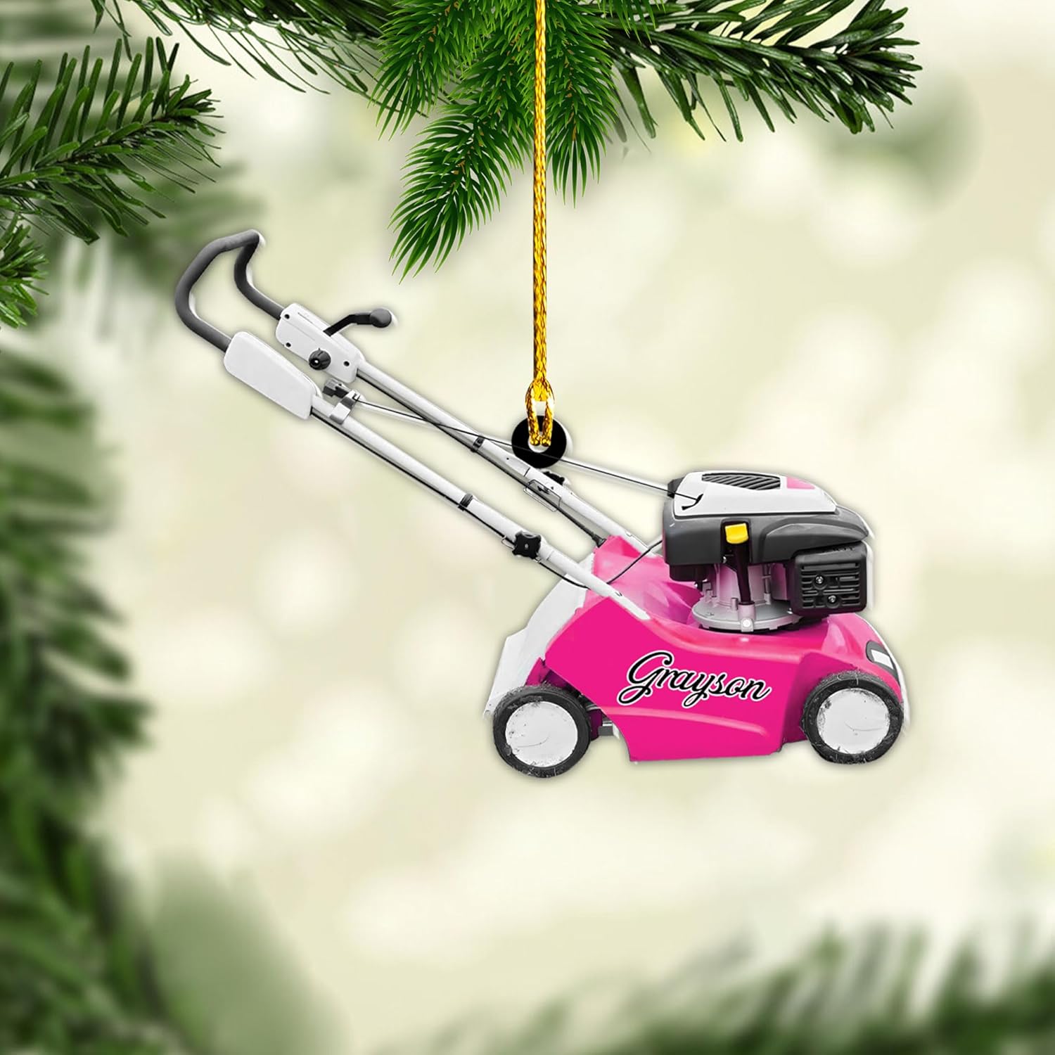 Personalized Lawn Mowers Christmas Ornaments 2024, Push Mower Ornament, Lawnmower Acrylic Wood 2D Flat Ornaments, Riding Lawn Mower Christmas Tree Decorations, Large Lawn Ornaments for Xmas (GLM 1)