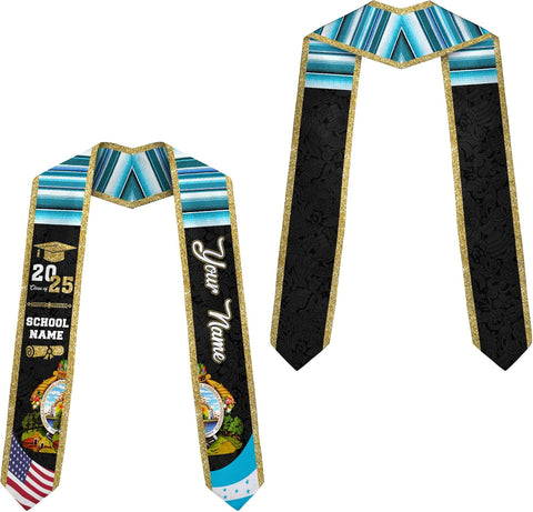 Pretyprints Honduran Graduation Sash, Custom Honduran American Flag Graduation Sash 2025, Honduras Graduation Stole