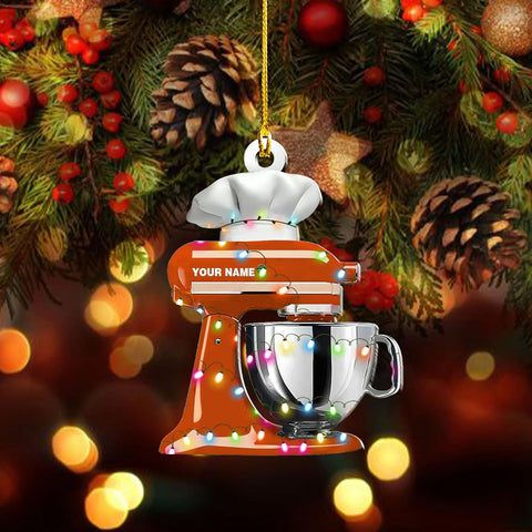 Royal Fight Personalized Baking Christmas Ornament Baking Ornaments Love Baking Christmas Tree Ornament Baking Mixer with String Lights Baker Gift Baker Ornament Tree Hanging Décor (Baking 1)