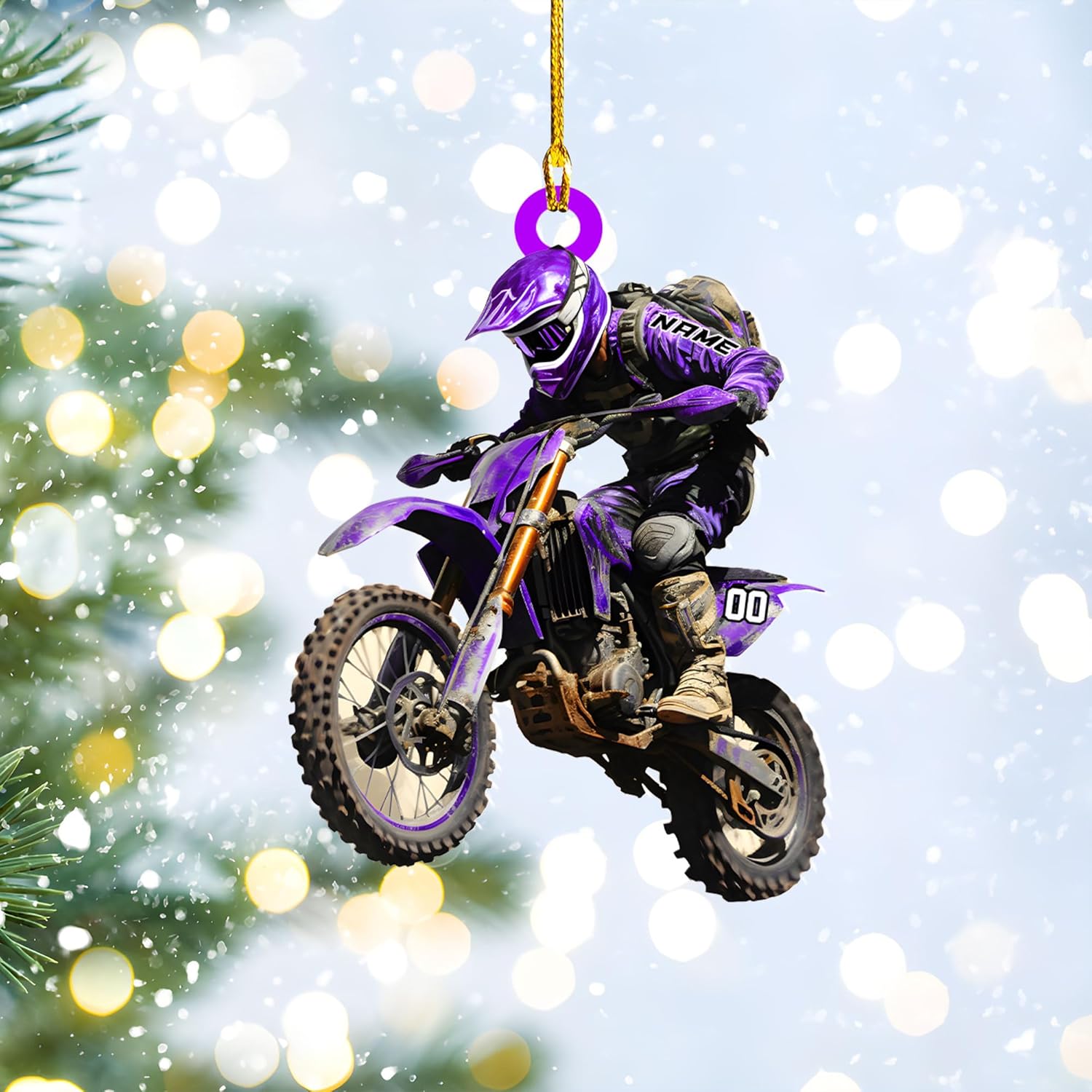 Personalized Dirt Bike Acrylic Ornament, Dirt Bike Christmas Ornament 2024, Dirt Bike Player Ornament, Dirt Bike Tree Decor, Motocross Dirt Biker Ornaments for Christmas Tree (Style 5)