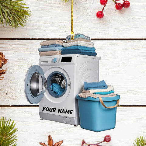 Personalized Washing Machine Christmas Ornament,Home Appliance Consumer Electronics Christmas Ornament, Clothes Washer Christmas Tree Decor, Washing Machines Ornament (Acrylic, Style 3)