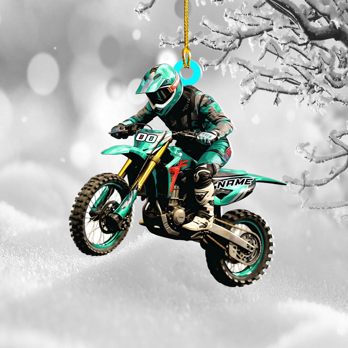 Personalized Dirt Bike Acrylic Ornament, Dirt Bike Christmas Ornament 2024, Dirt Bike Player Ornament, Dirt Bike Tree Decor, Motocross Dirt Biker Ornaments for Christmas Tree (Style 3)