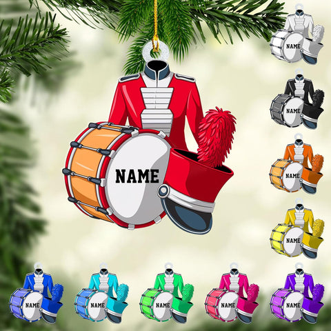 Podagree Personalized Drum Set Ornaments for Christmas, Customized Drummer Playing Drum Christmas Ornament, Custom Name Year Drummer Xmas Ornament, Instrument Ornaments, Drum Ornament Xmas (DRH3)