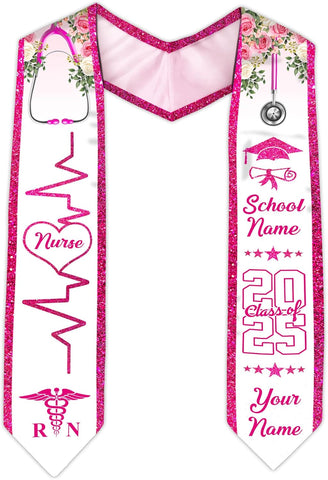 Pretyprints Custom Nurse Sash Graduation, RN Graduation Stole Gifts for Friends Nursing Student Senior Class Of 2025
