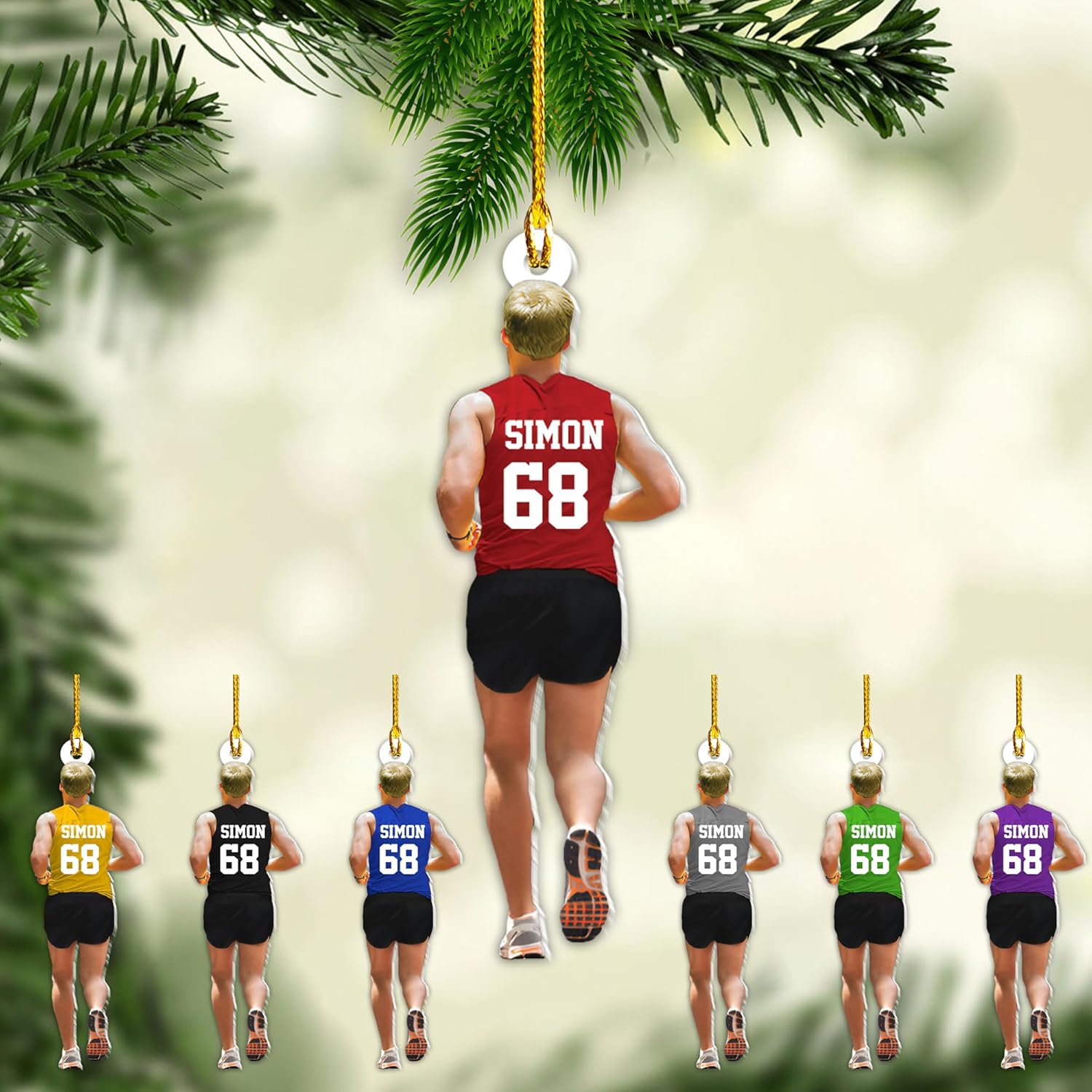 AOVL Personalized Running Christmas Ornament Gift for Runner Running Man Women Runner Gifts Girl Runner Gift Marathon Christmas Runner Ornament Runner Gift Xmas Ornament (Running 5)