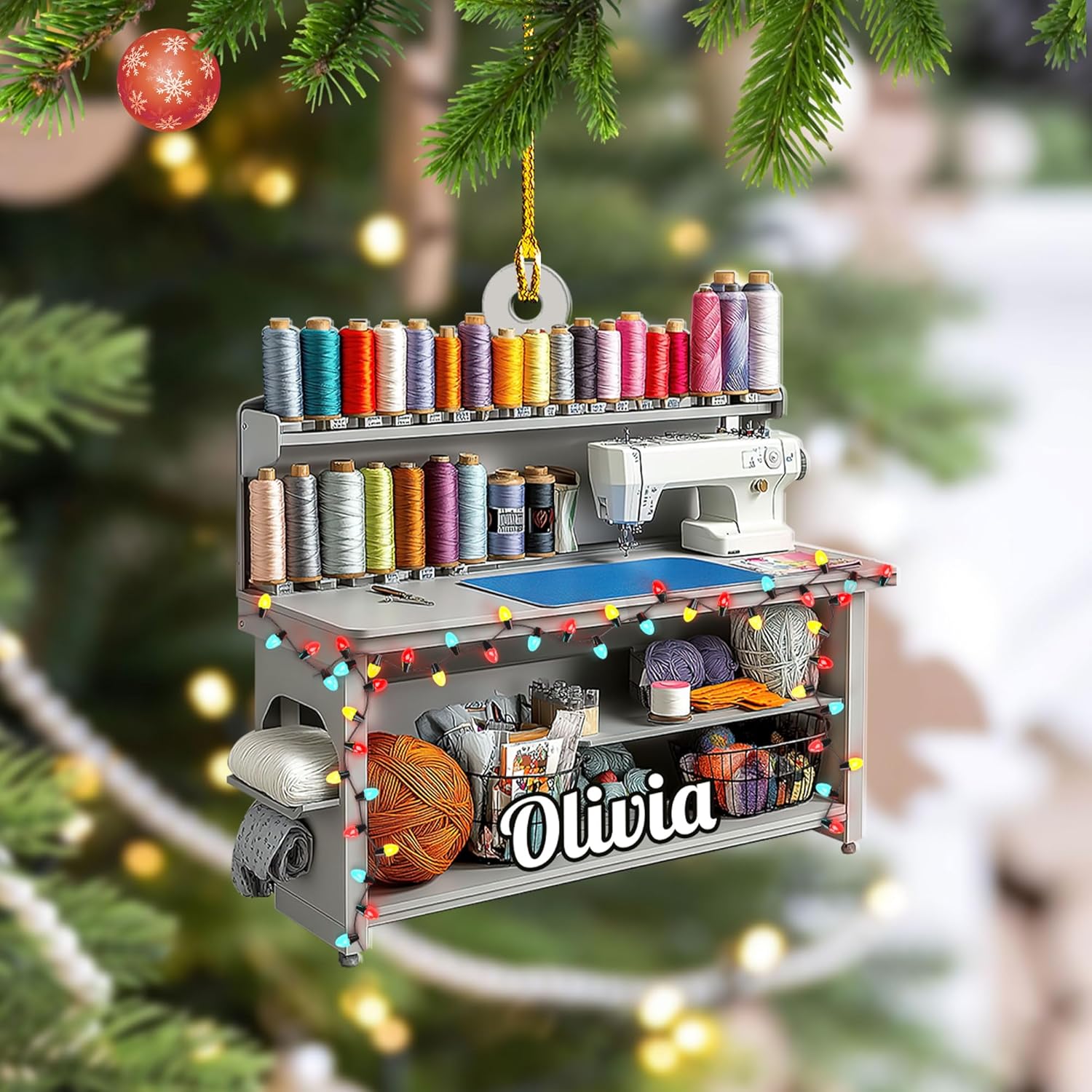 Personalized Sewing Box Christmas Ornament, Custom Sewing Machine Ornament,Sewing Lover Christmas Ornament, Gift for Sewing Lovers, Custom Sewing Ornament, Sewing Machine Decorations (Sewing 7)