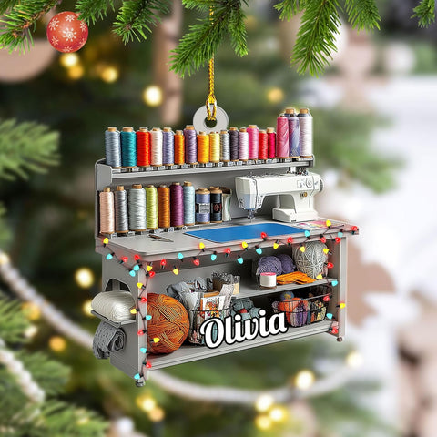 Personalized Sewing Box Christmas Ornament, Custom Sewing Machine Ornament,Sewing Lover Christmas Ornament, Gift for Sewing Lovers, Custom Sewing Ornament, Sewing Machine Decorations (Sewing 7)