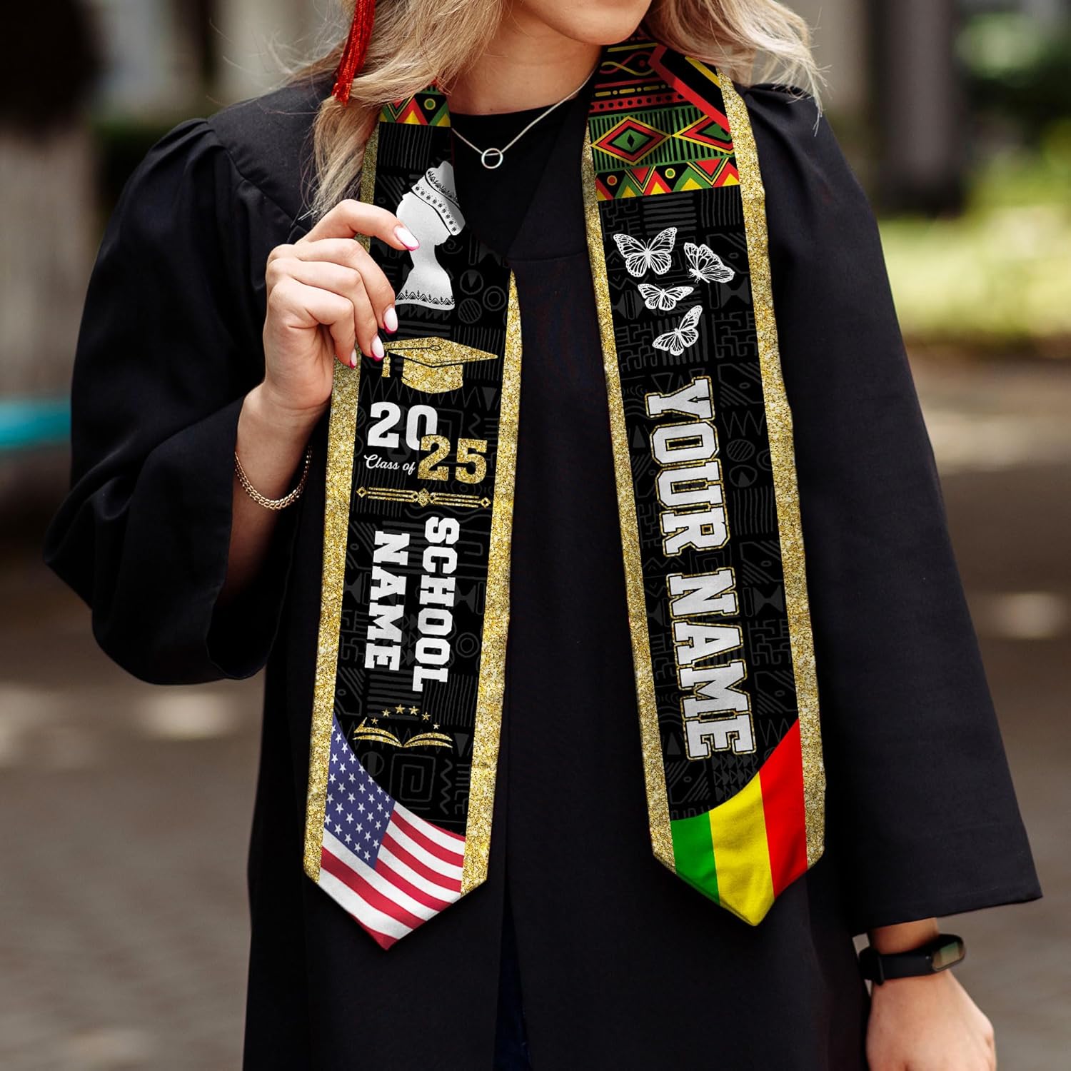 African American Graduation Sash, Graduation Stole Customize, African Graduation Sash, Graduation Stole Class of 2025