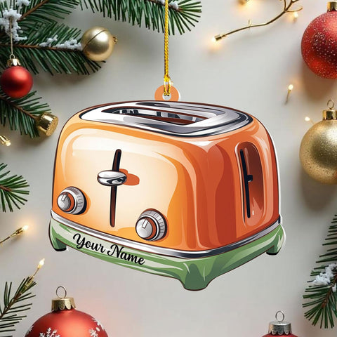Personalized Toaster Christmas Ornament, Christmas Tree Decor, Loved Kitchen Toaster Ornament, Christmas Hanging Ornament Gift (Acrylic, Style 3)