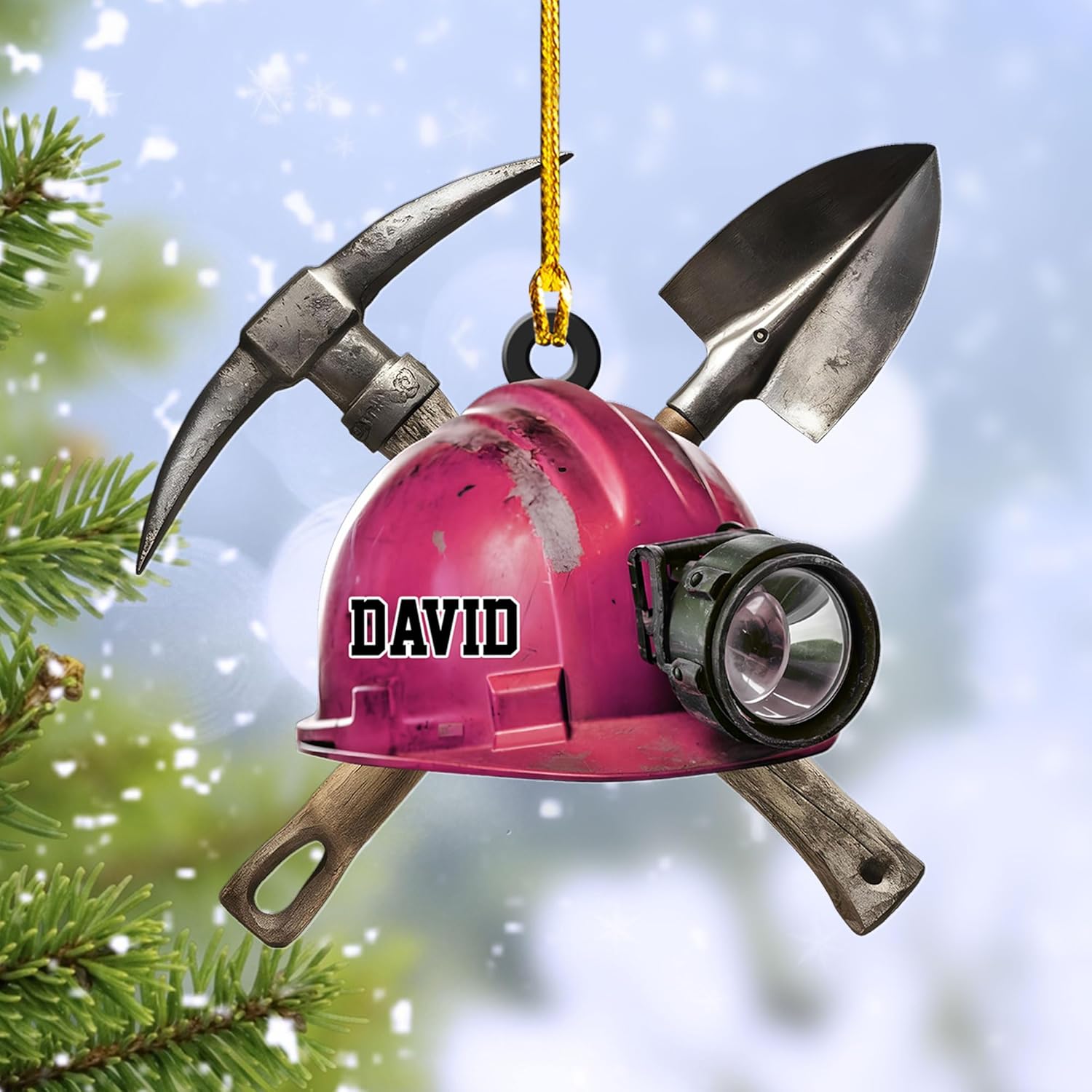 Personalized Coal Miner Ornament Flat Two Sided Hanging Printed Custom Name Plastic\/Wood Ornaments, Christmas Ornament Christmas Ornaments Coal Miner Customized Xmas Gifts for Coworker Men (CMN4)