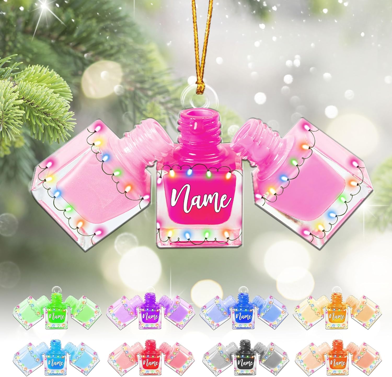 AOVL Personalized Nail Ornament,Nail Technician Ornament, Nail Technician Ornaments, Makeup Ornaments Makeup Christmas Ornament, Nail tech Gifts, Nail Technician Gifts (Nail 6)