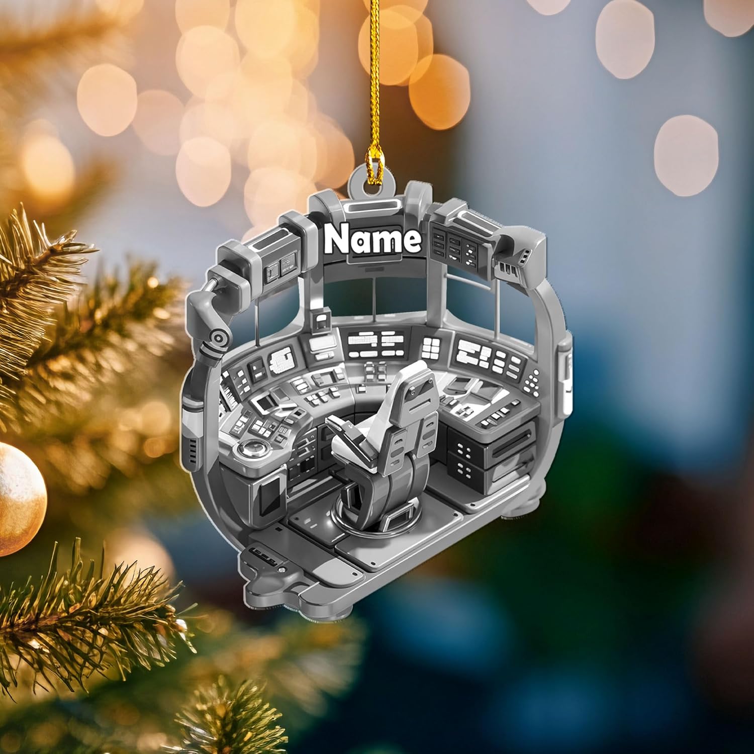 Personalized Space Rocket Ship Christmas Ornament, Space Gifts, Rocket Ornament, Planet Ornament, Spaceship Ornament, Custom Space Gift (Acrylic, Style 11)