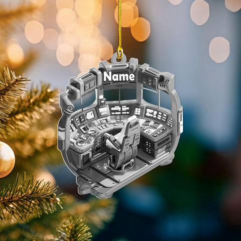 Personalized Space Rocket Ship Christmas Ornament, Space Gifts, Rocket Ornament, Planet Ornament, Spaceship Ornament, Custom Space Gift (Acrylic, Style 11)