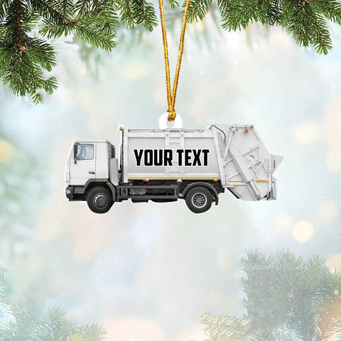 AOVL Personalized Garbage Truck Ornament 2024 Green Garbage Truck Ornament Green Garbage Truck Christmas Ornament 2024 Trash Truck Ornament Xmas Custom Garbage Truck Hanging Christmas Ornament (GT2)