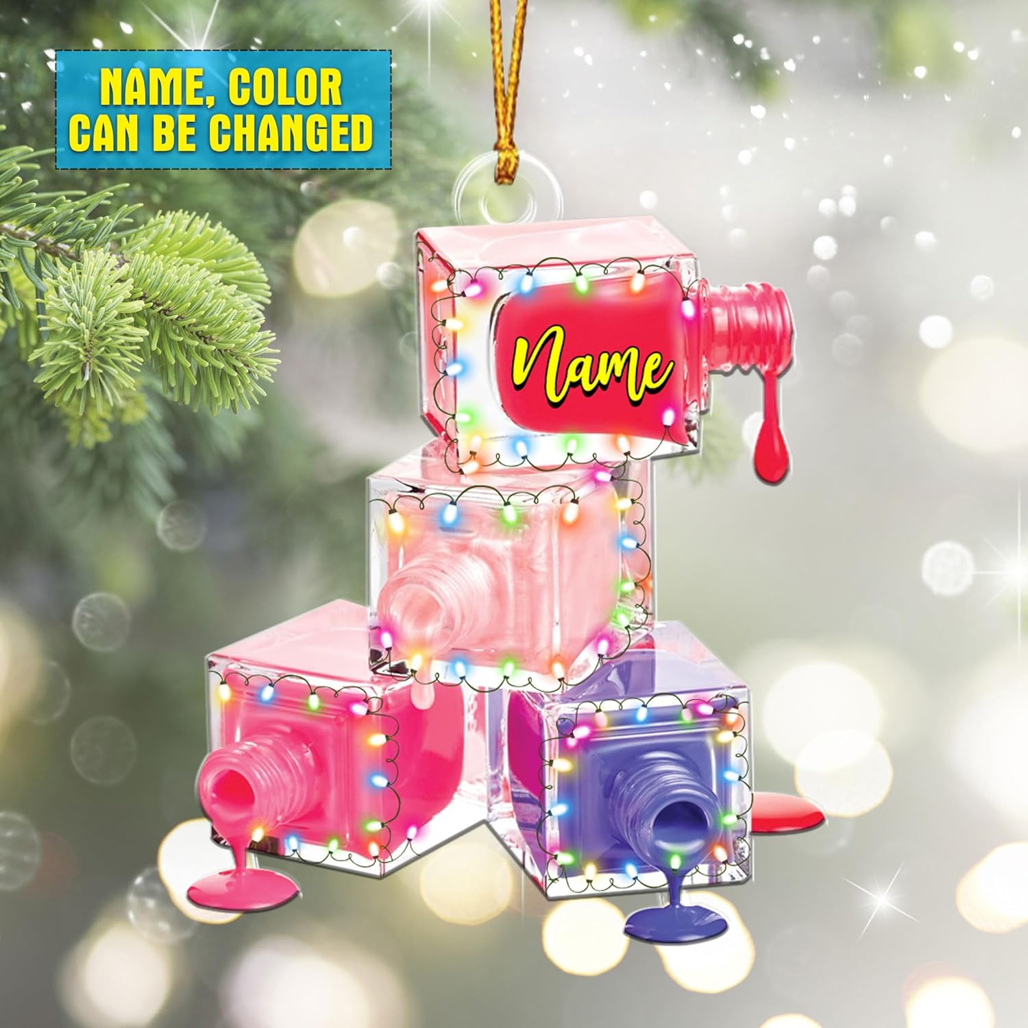 AOVL Personalized Nail Ornament,Nail Technician Ornament, Nail Technician Ornaments, Makeup Ornaments Makeup Christmas Ornament, Nail tech Gifts, Nail Technician Gifts (Nail 4)