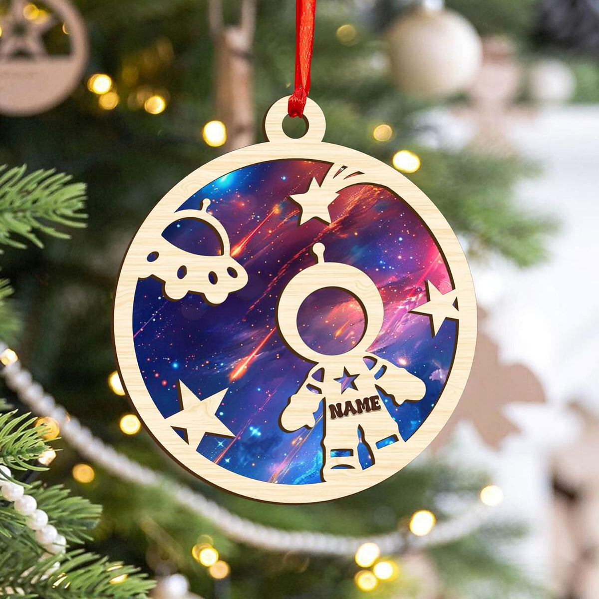 Personalized Astronaut Christmas Ornaments 2024, Rocket Spaceship Ornament, Astronaut Suncatcher Ornament, Galaxy Space Astronaut Ornament, Astronaut Resting On Moon Ornament (Astronaut 7)