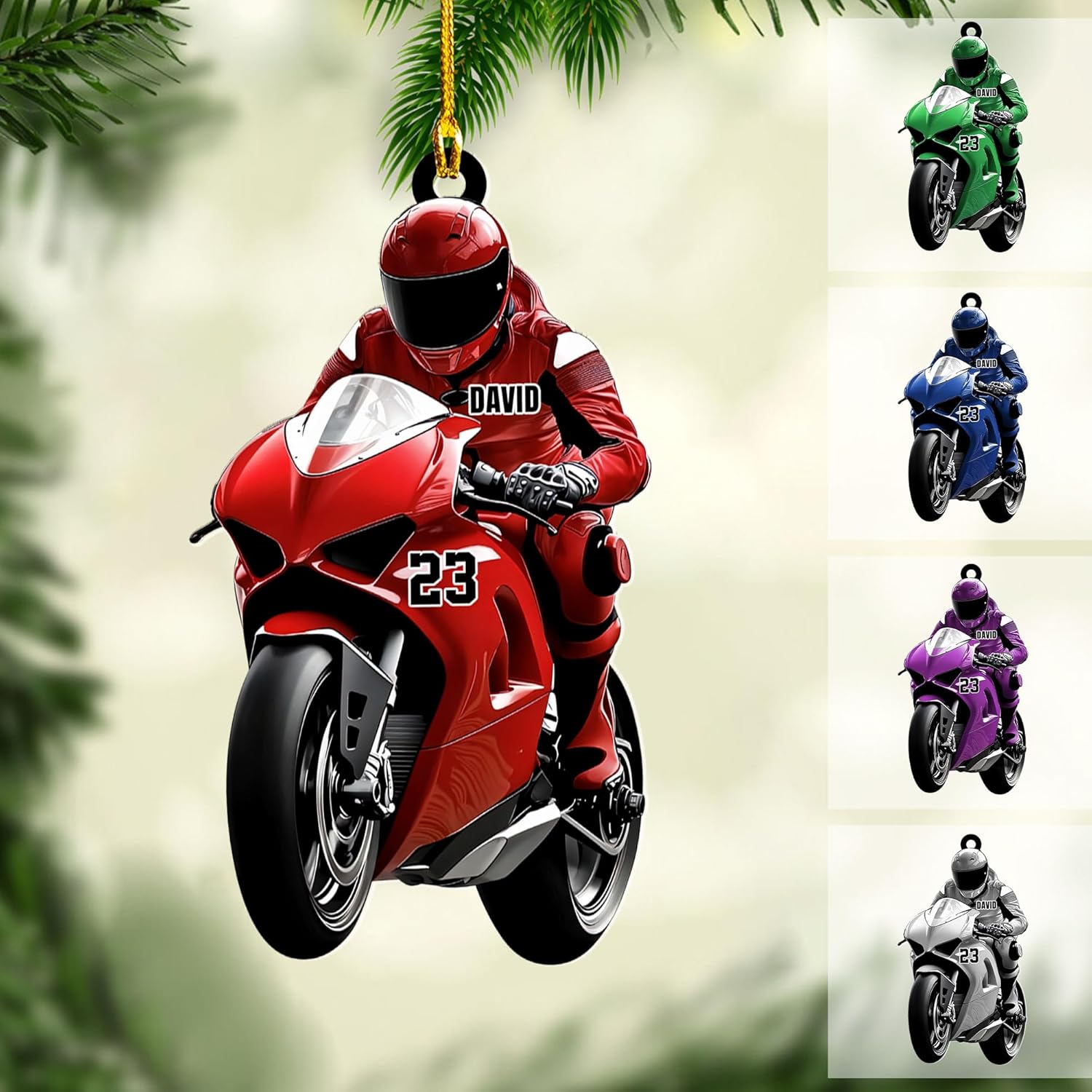 Artparel Custom Motorcycle Ornaments 2024 Motorcycle Ornaments for Christmas Tree Personalized Dirt Bike Ornament Motocross Christmas Ornament Biker Ornament (MC7)