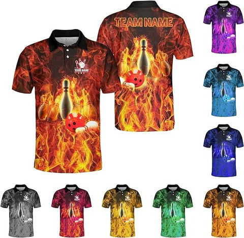 Mostprints Custom 3D Bowling Polo Shirts Personalized Jersey Men Women Team Name Unisex Bowling Shirt Jerseys