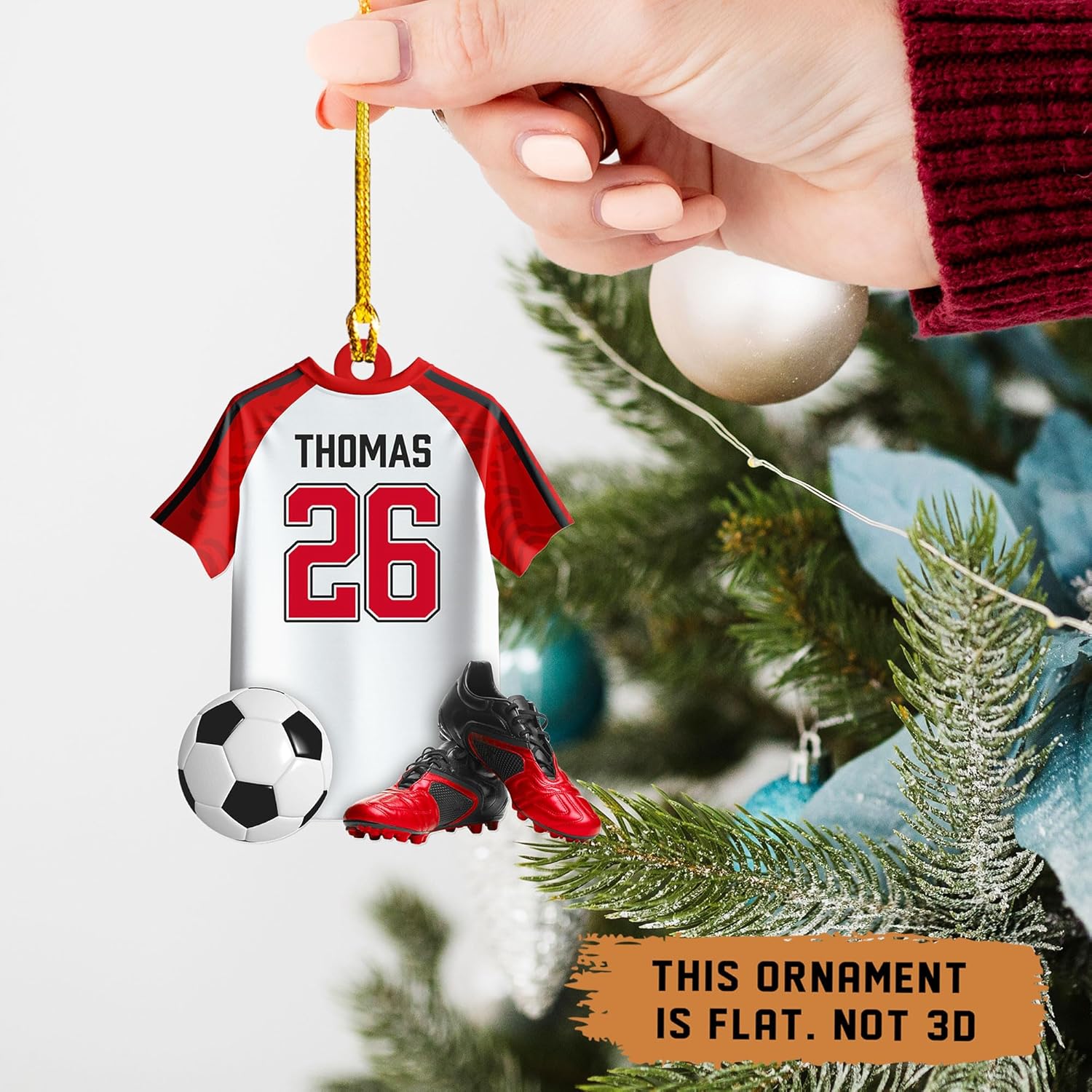 AOVL Personalized Soccer Player Ornament Soccer Christmas Xmas Ornament Soccer Christmas Xmas Ornament Gift for Soccer Players Soccer Lovers Soccer Players for Men Women (SC6)