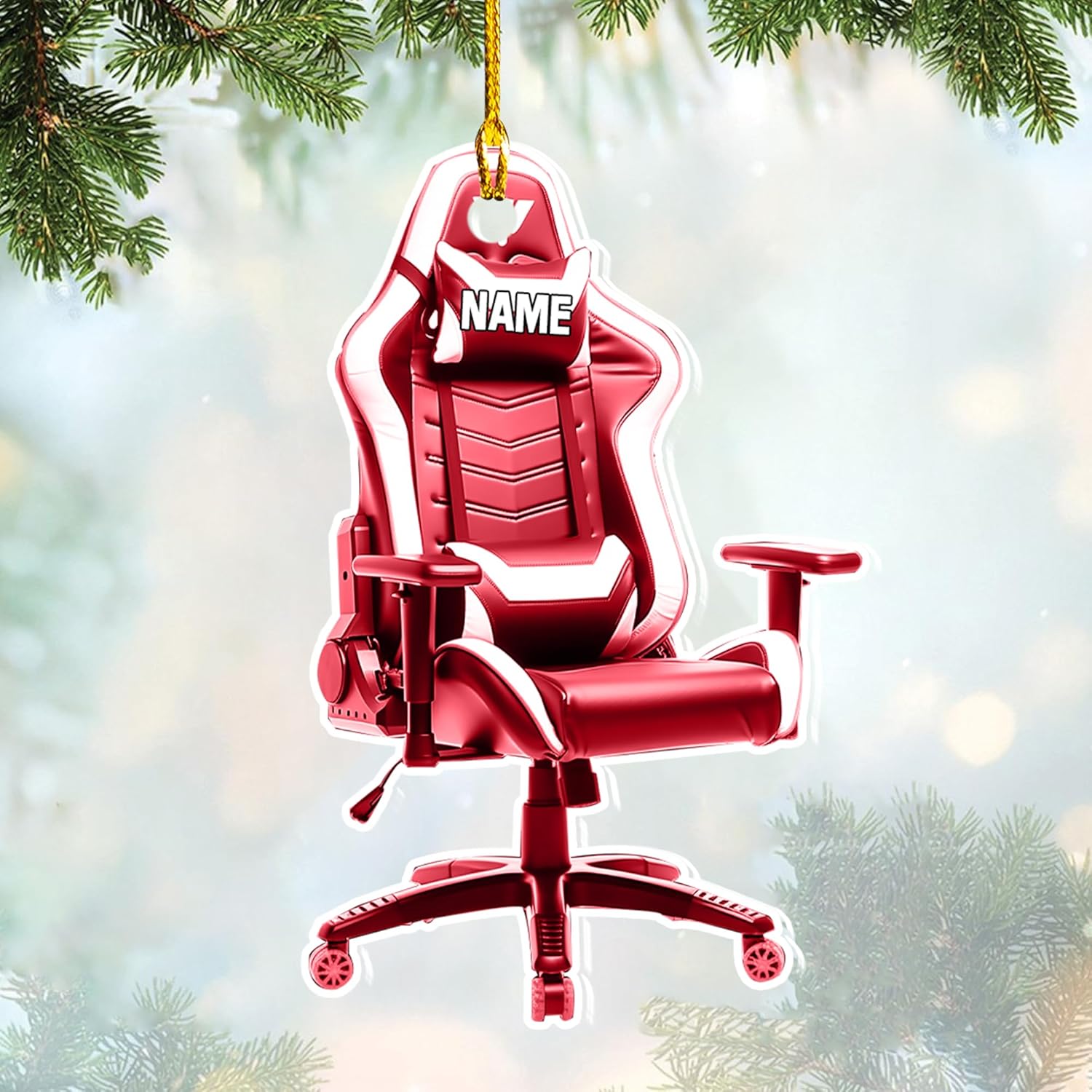 Podagree Personalized Name PC Computer Ornament Christmas, Shape Flat Christmas Ornament for Gamer, Gaming Gamer Christmas Ornament Gift for Boys, PC Game Player Decoration with Custom Name (CPT3)