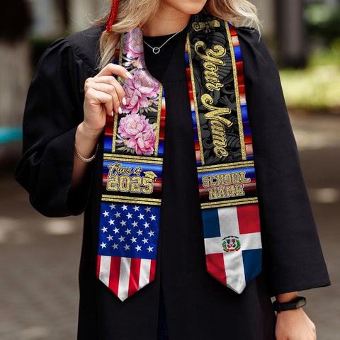 Pretyprints Custom Dominican Sash Graduation, Dominicans Flag Graduation Sash 2025, Dominican Republic Graduation Stole