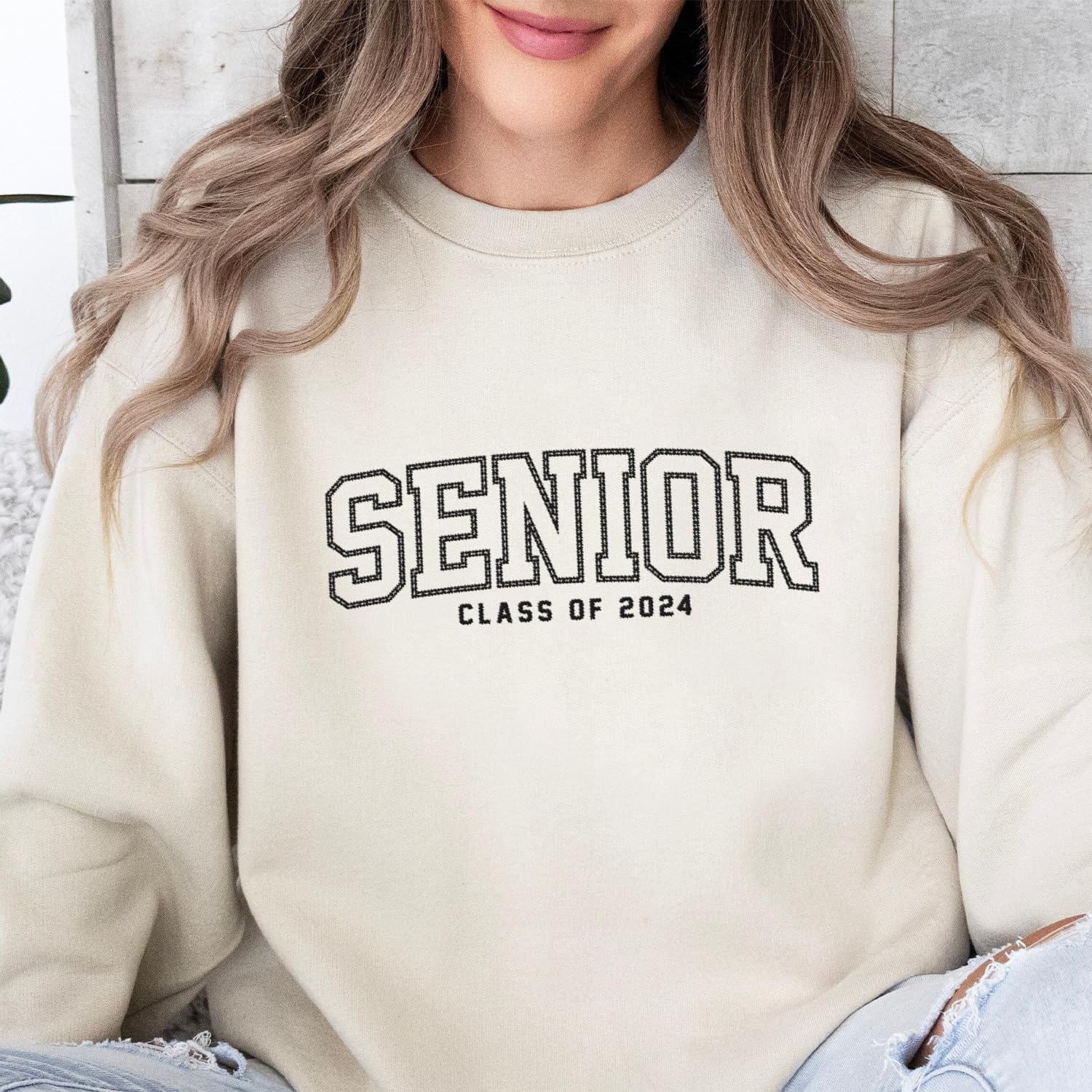 Personalized Senior Class of 2024 Embroidered Sweatshirt, 2024 Graduation Gifts, Senior 2024 Graduation Shirt (Cotton, SS212), Small-5X-Large