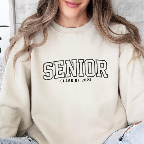 Personalized Senior Class of 2024 Embroidered Sweatshirt, 2024 Graduation Gifts, Senior 2024 Graduation Shirt (Cotton, SS212), Small-5X-Large