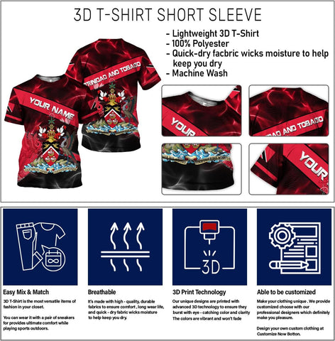 Rivelus Personalized Trinidad and Tobago Clothing 3D, Trinidad and Tobago Shirt, Trinidad Pride Gift T-Shirt S-5XL