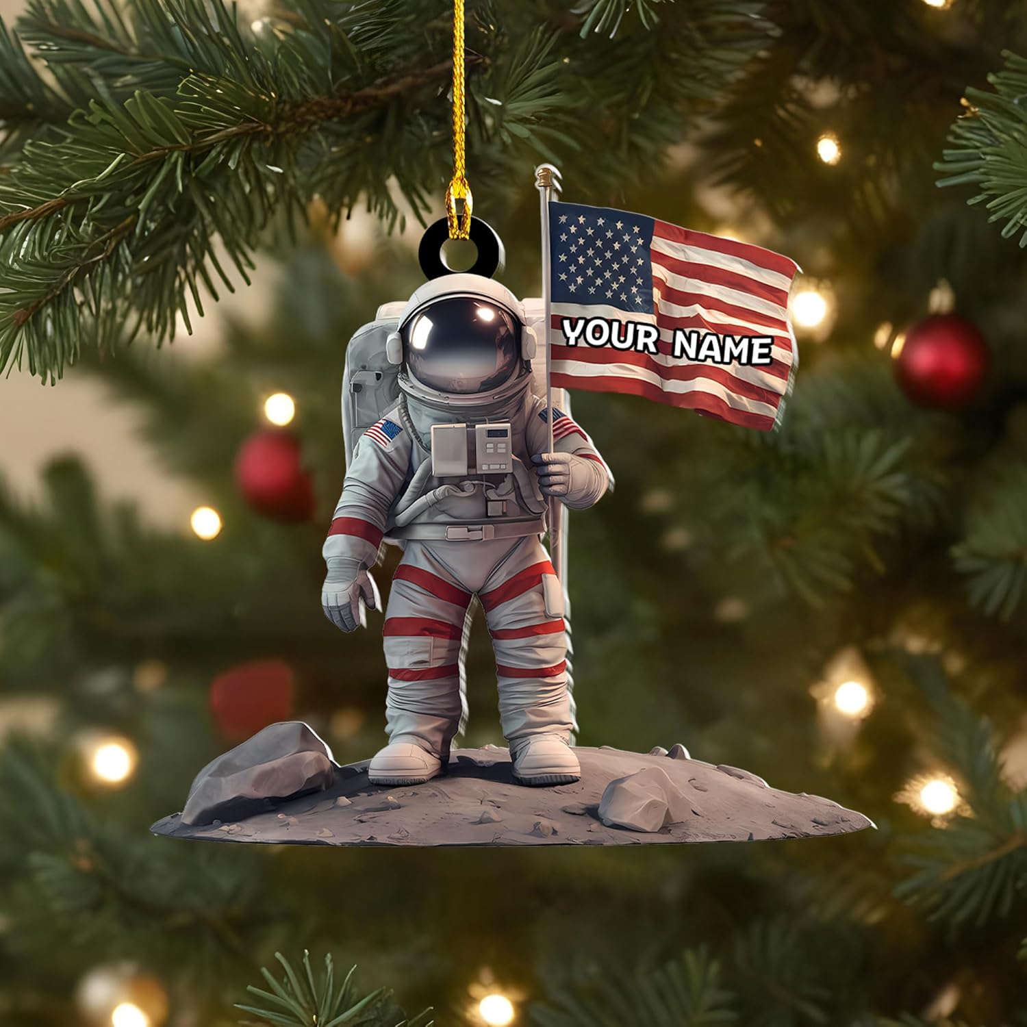 Personalized Astronaut Christmas Ornament Custom Name Rocket Spaceship Ornament for Christmas Tree Xmas Home Decoration Gifts for Boys Children Space (Acrylic, Style 4)