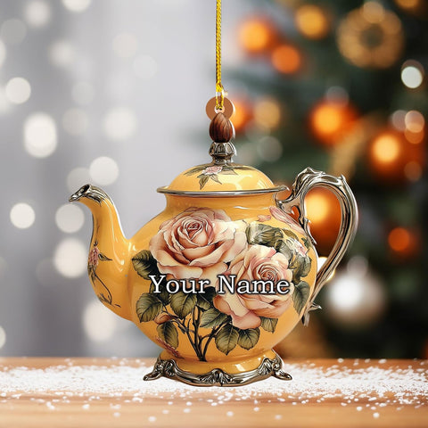 Personalized Cookware Silver Kettlea Ornament, Kitchen Aid Teapot Kettle Kitchen Stove Glass Xmas Decor, Cooking Tea Kettle Ornament (Acrylic, Style 4)