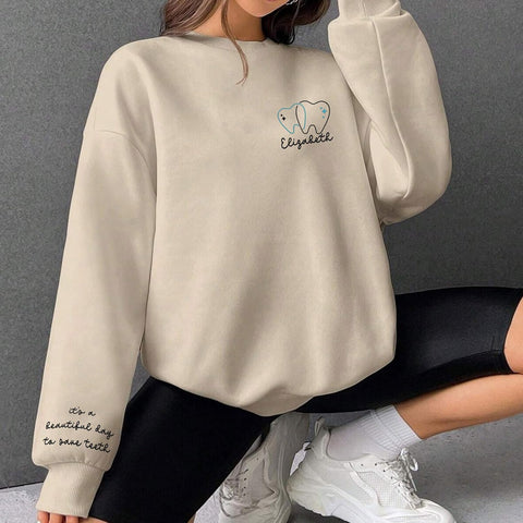 Leeprints Personalized Embroidered Sweater, Dental Assistant & Hygienist Gift, Nurse Hoodie