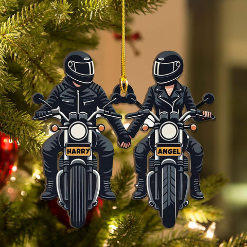 Personalized Couple Motorcycle Christmas Tree Ornaments, Dirt Bike Ornament, Custom Motocross Ornament, Motorcycle Flat Christmas Ornament 2024 Gifts Xmas (M8)