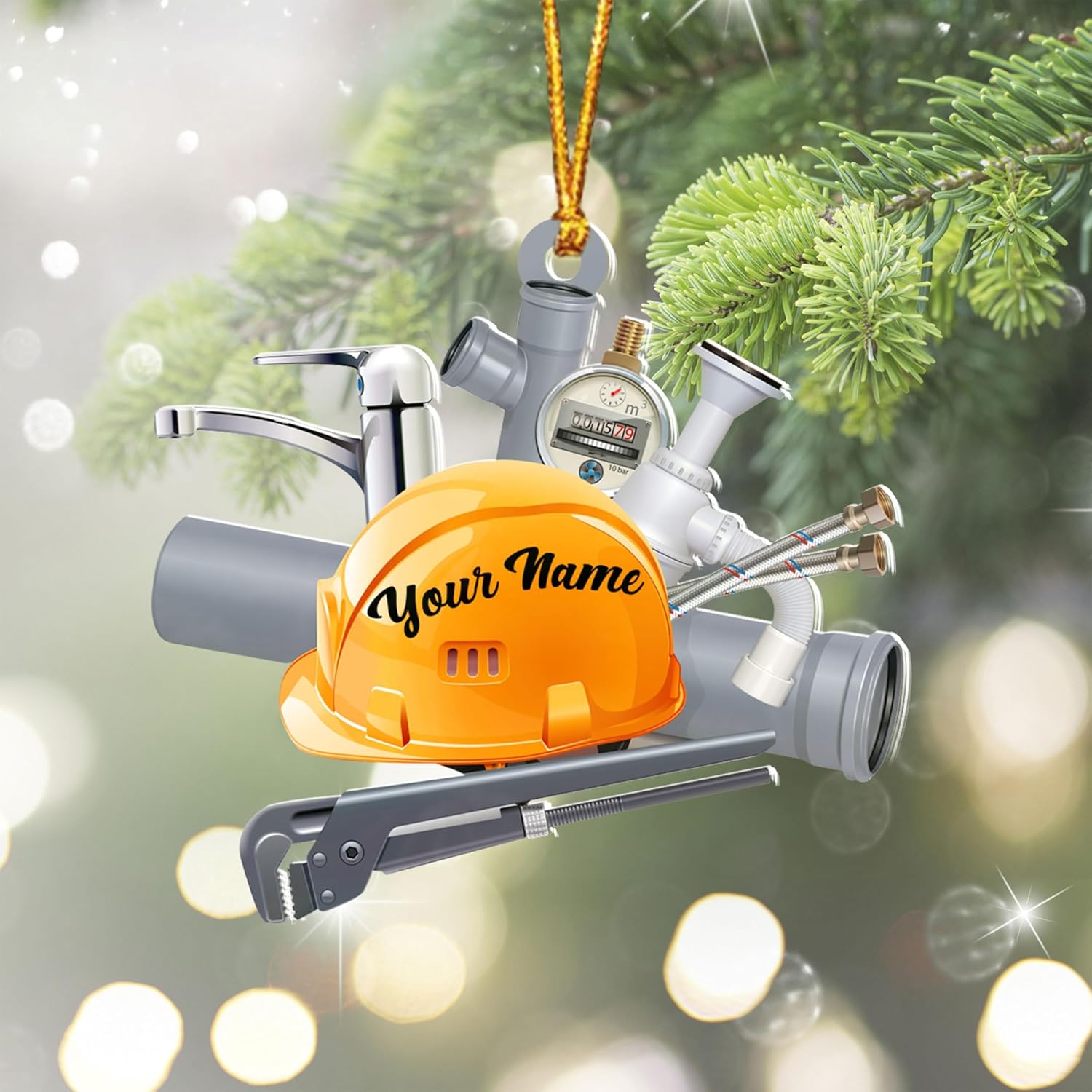 AOVL Plumber Ornament 2024 Plumber Christmas Ornaments Handyman Ornament Toolbox Christmas Ornament Tool Ornaments for Plumbers 2024 Handyman Ornaments Gifts (PL4)