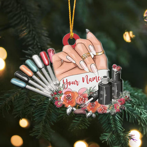 AOVL Personalized Nail Ornament,Nail Technician Ornament, Nail Technician Ornaments, Makeup Ornaments Makeup Christmas Ornament, Nail tech Gifts, Nail Technician Gifts (Nail 8)